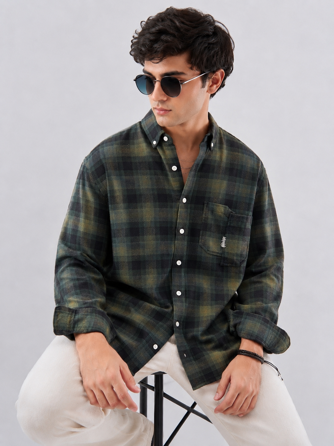 Flannel Check Shirt - Forest Green