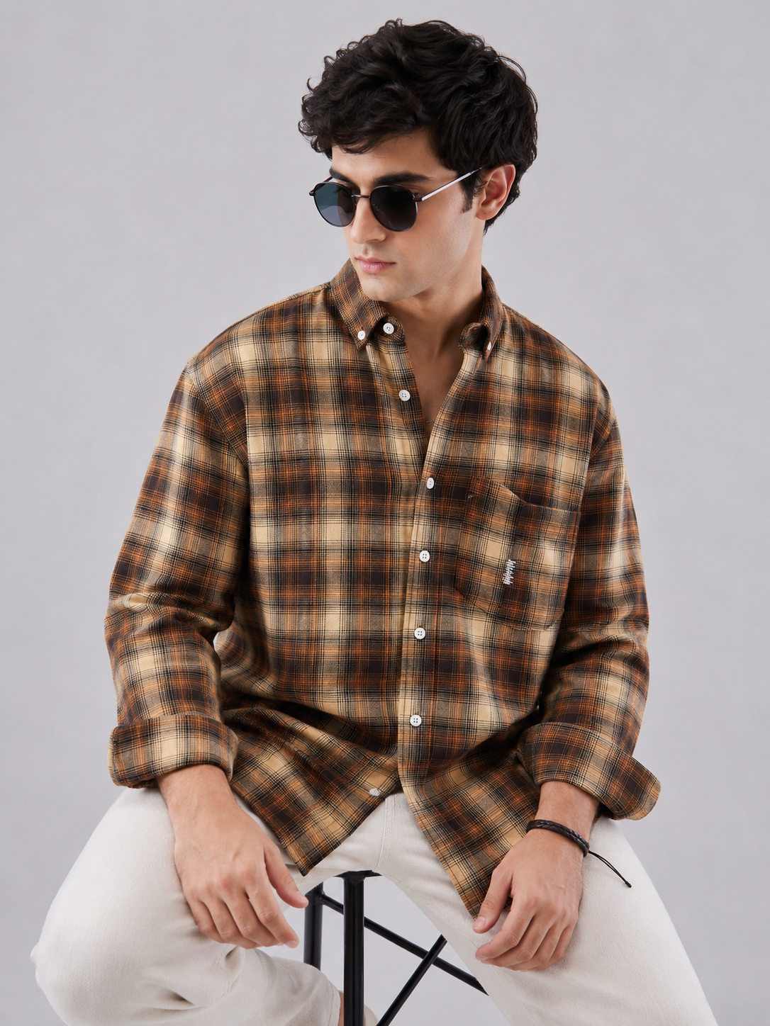 Flannel Check Shirt - Rust Brown
