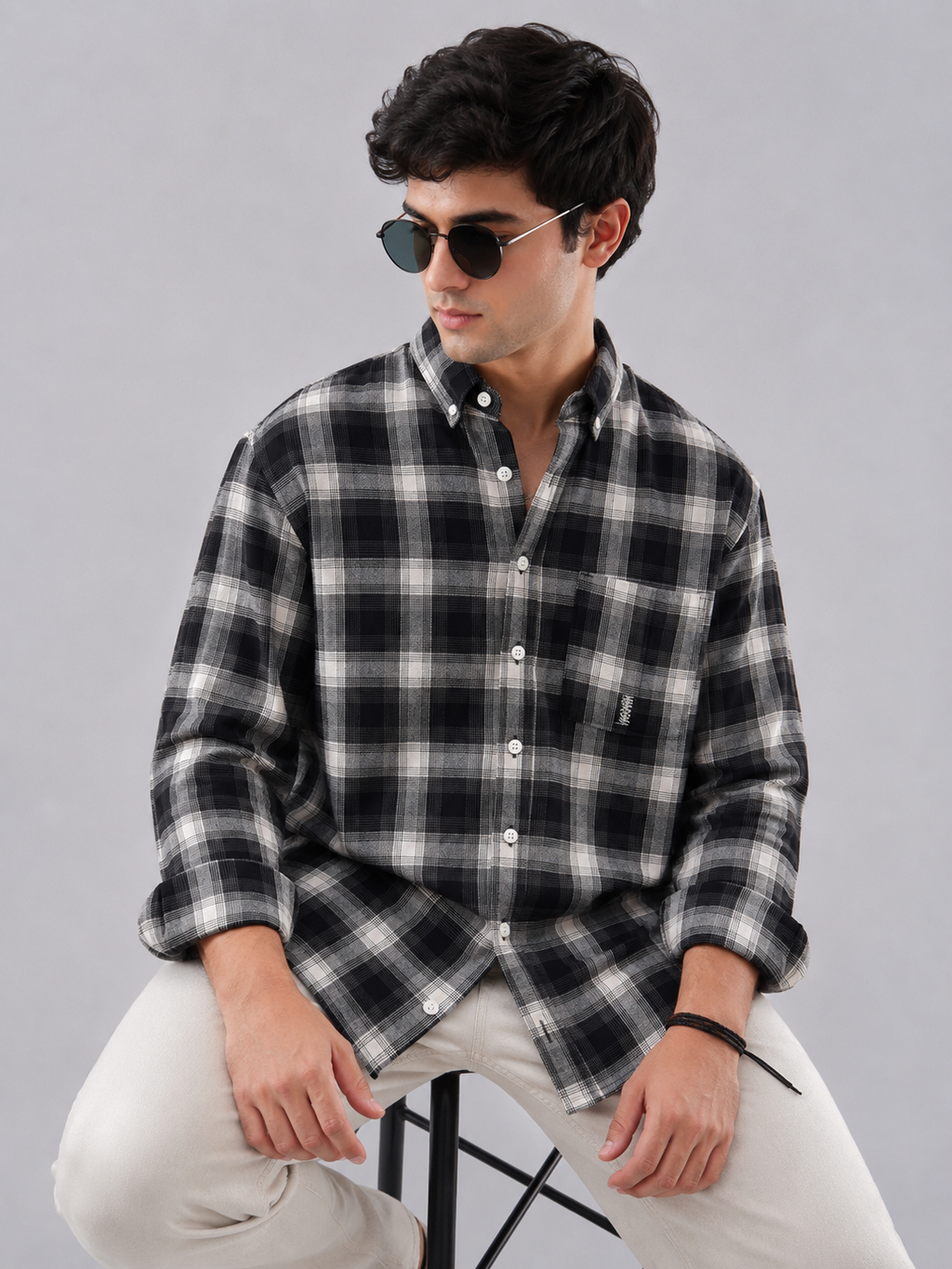 Flannel Check Shirt - Charcoal Grey
