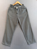 Cotton Linen Straight Fit Pant - Grey Olive