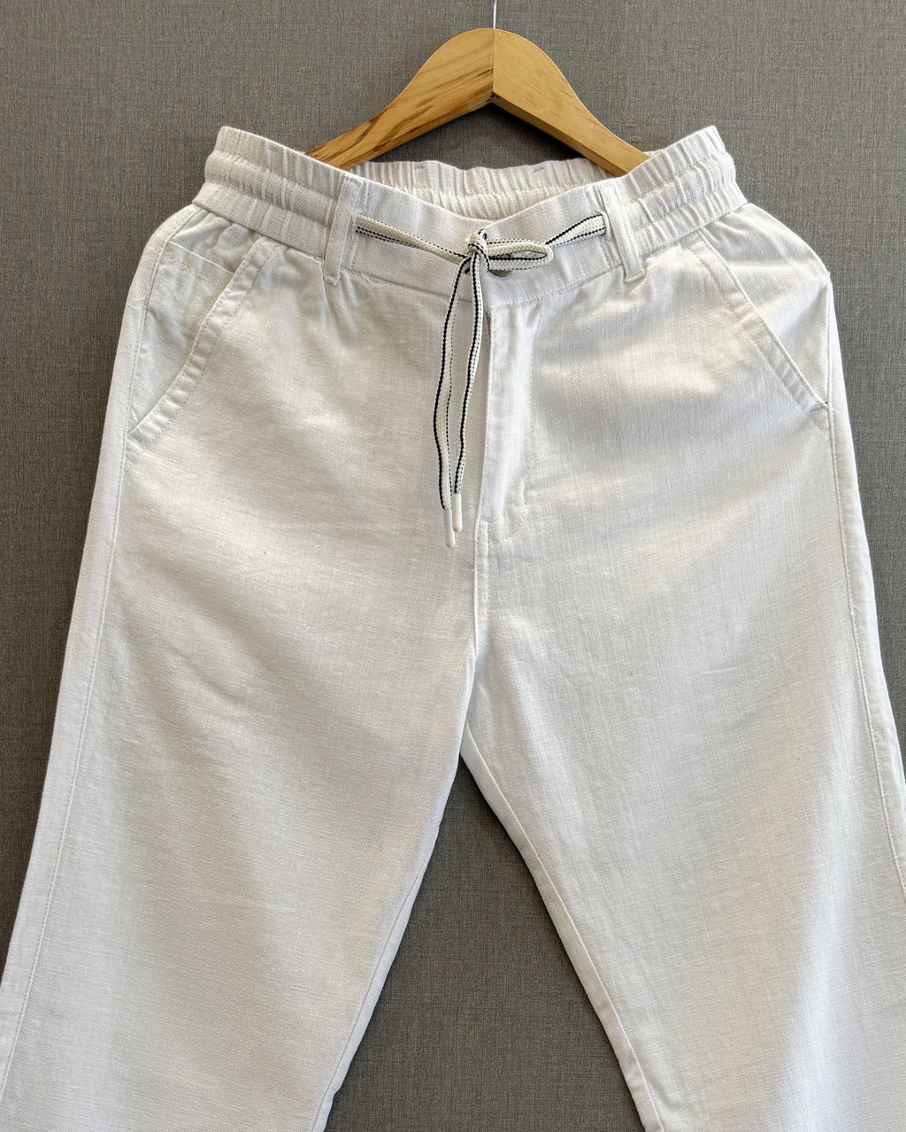 Cotton Linen Straight Fit Pant - Pure White