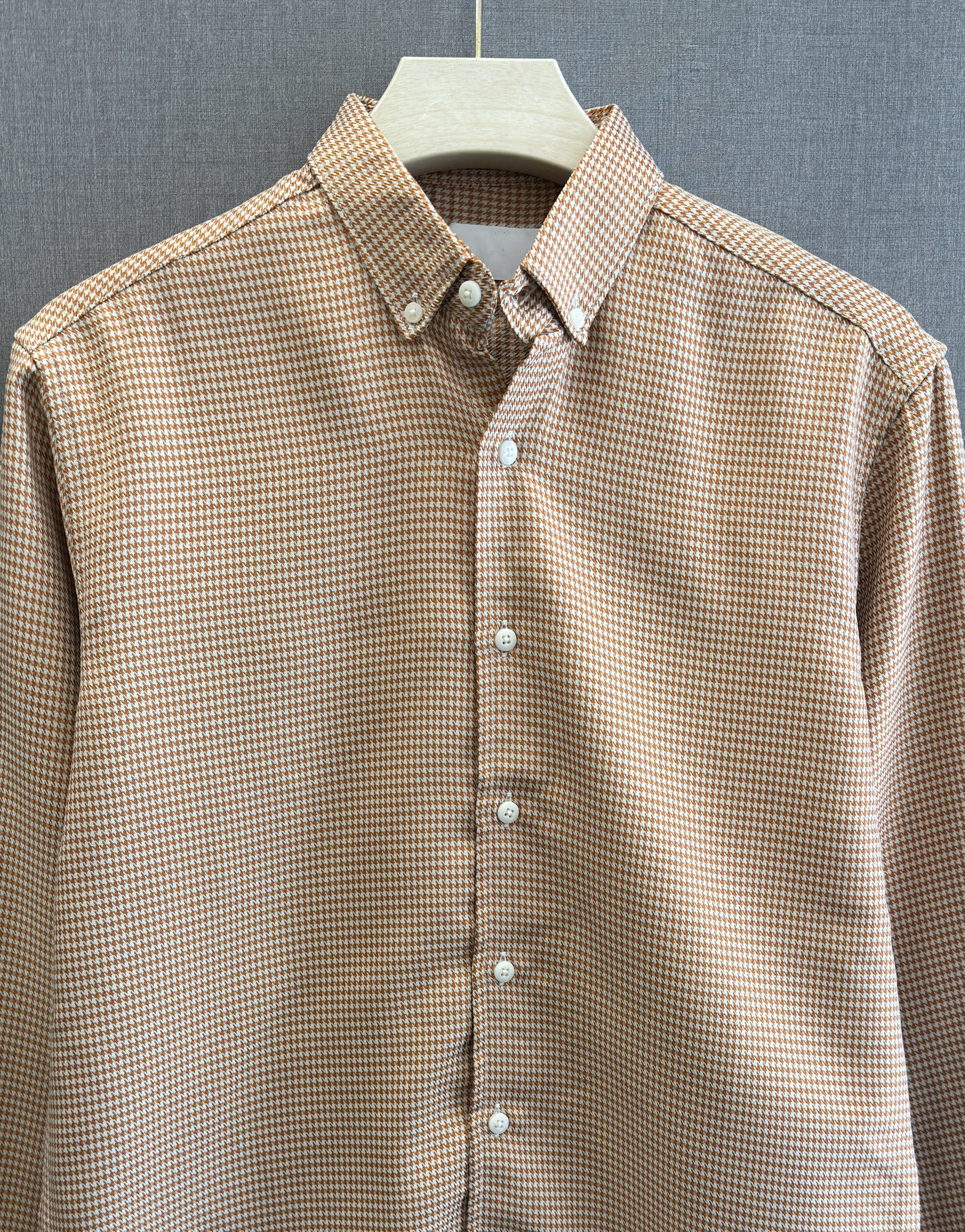 Micro Check Oxford Shirt - Rust Orange