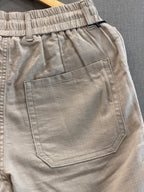 Cotton Linen Straight Fit Pant - Stone Beige