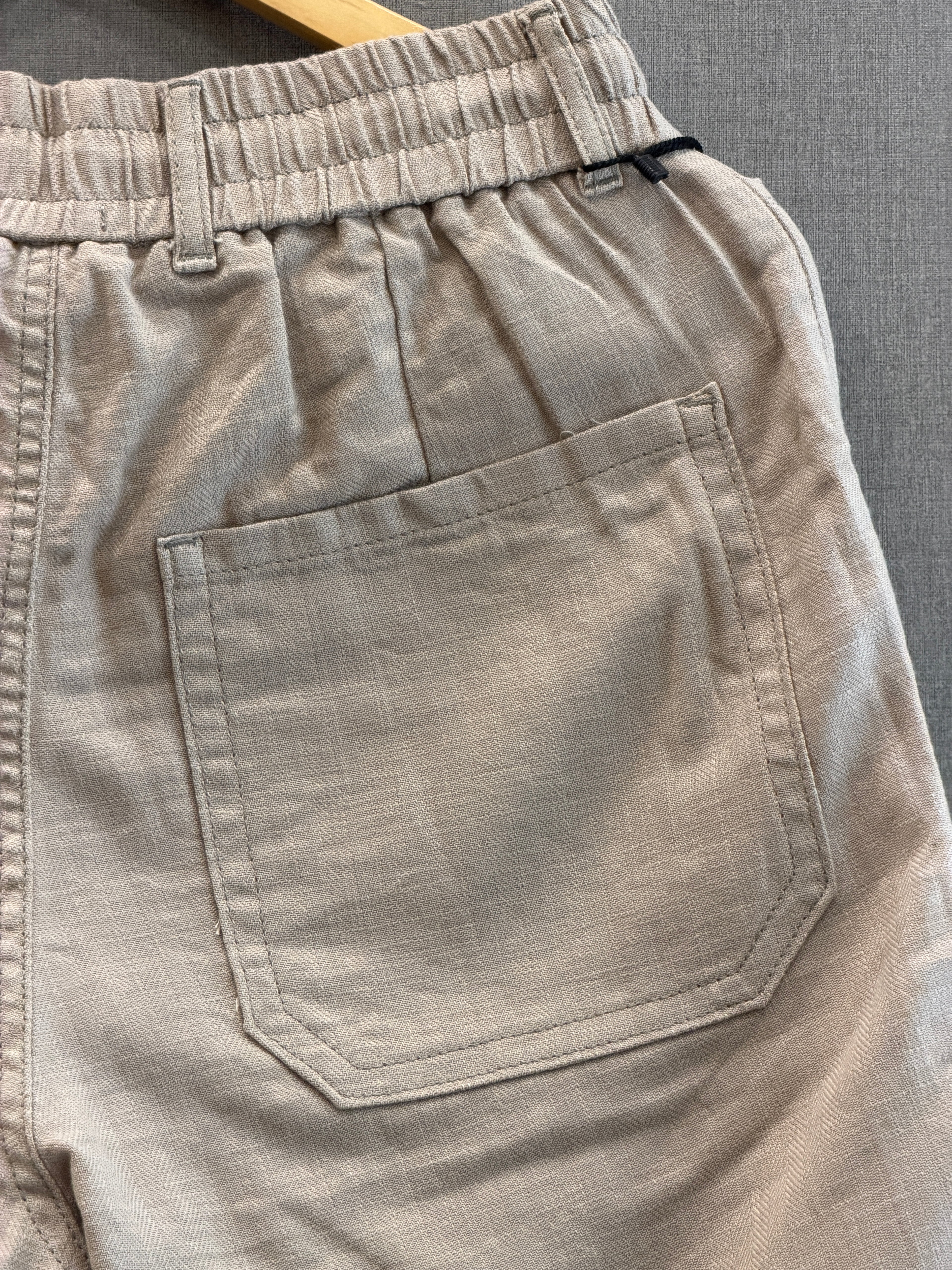 Cotton Linen Straight Fit Pant - Stone Beige