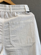 Cotton Linen Straight Fit Pant - Pure White