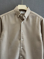 Micro Check Oxford Shirt - Amber Brown