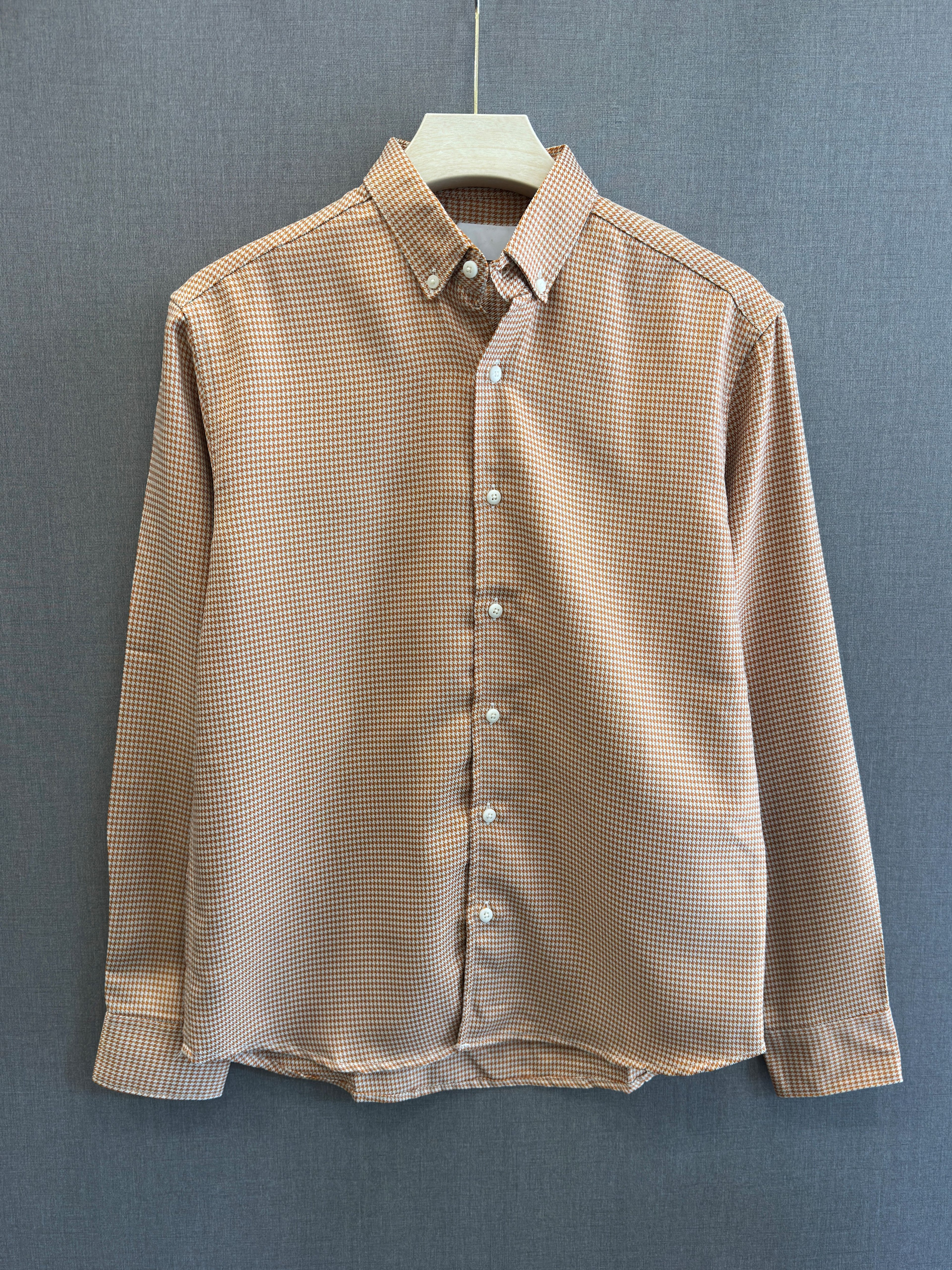 Micro Check Oxford Shirt - Rust Orange