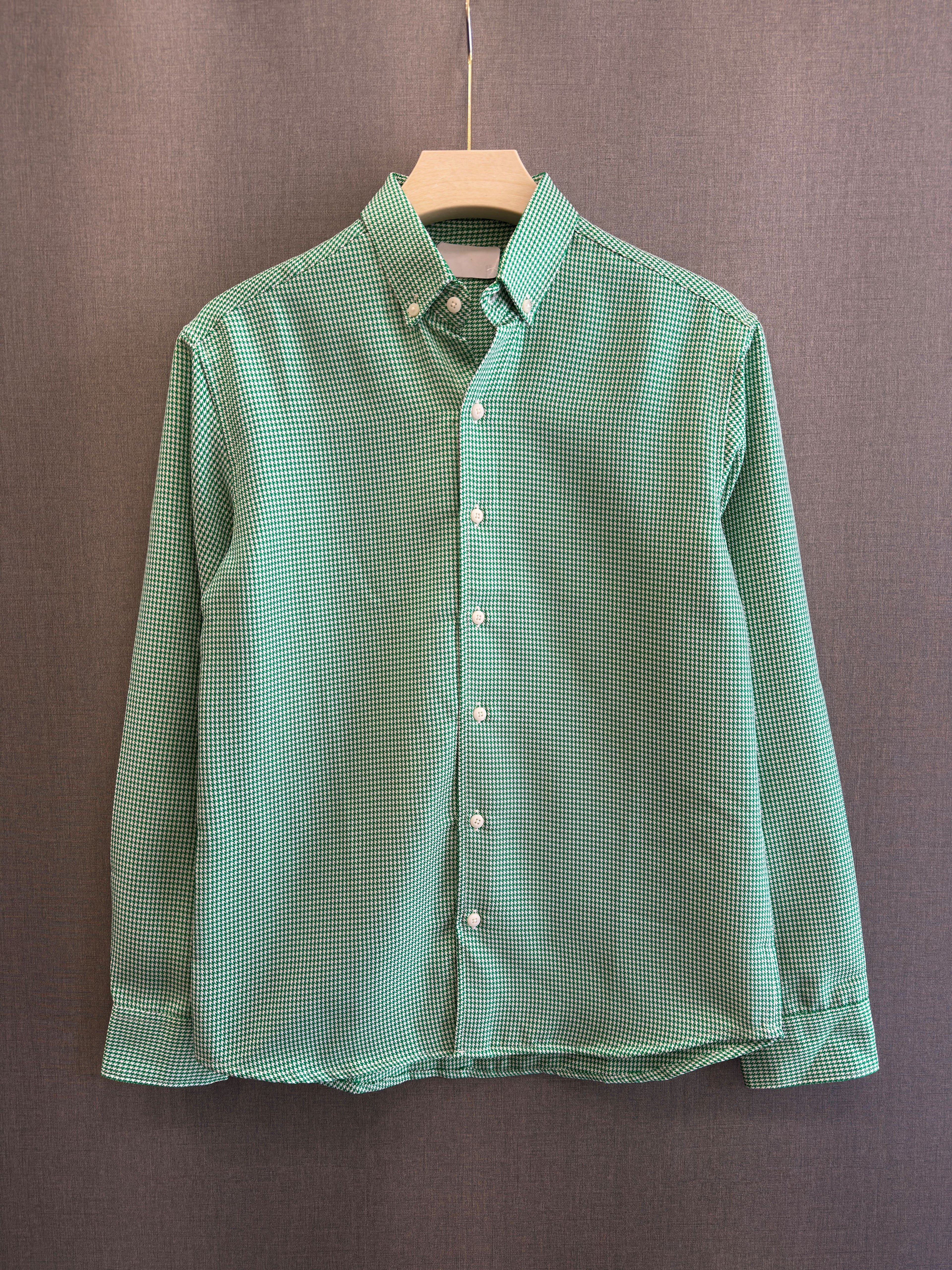 Micro Check Oxford Shirt - Emerald Green