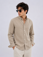 Micro Check Oxford Shirt - Amber Brown