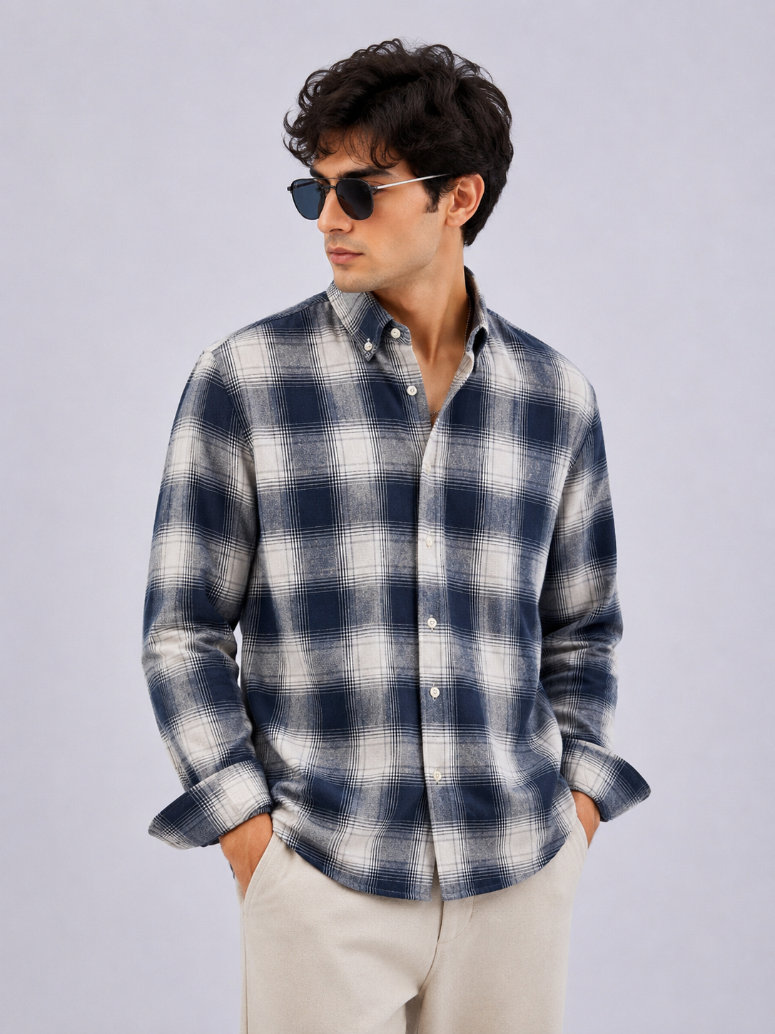 Signature Check Shirt - Midnight Navy