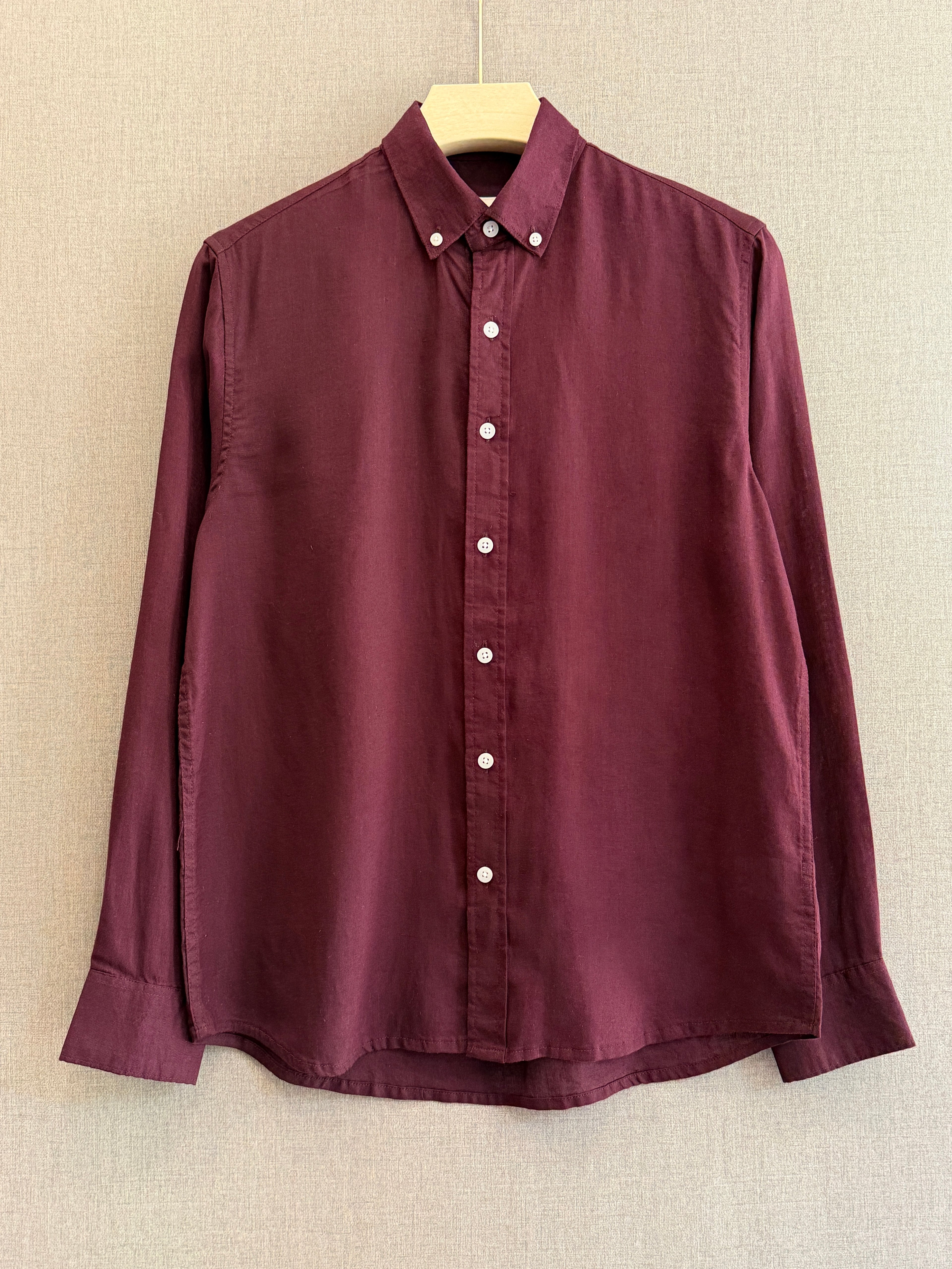 Auraa Linen Shirt – Wine Burgundy