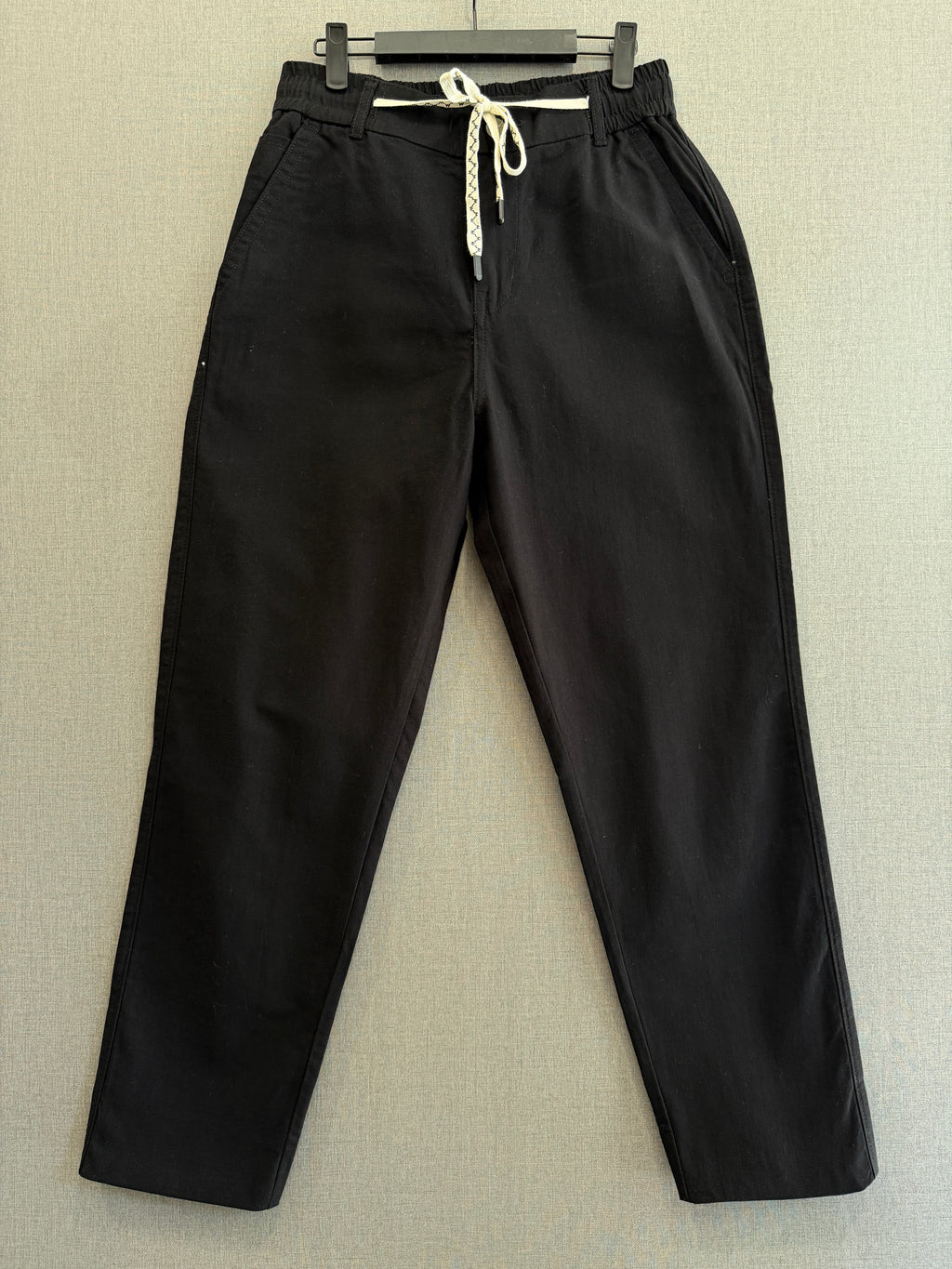 Jet Black Regular Fit Linen Trousers