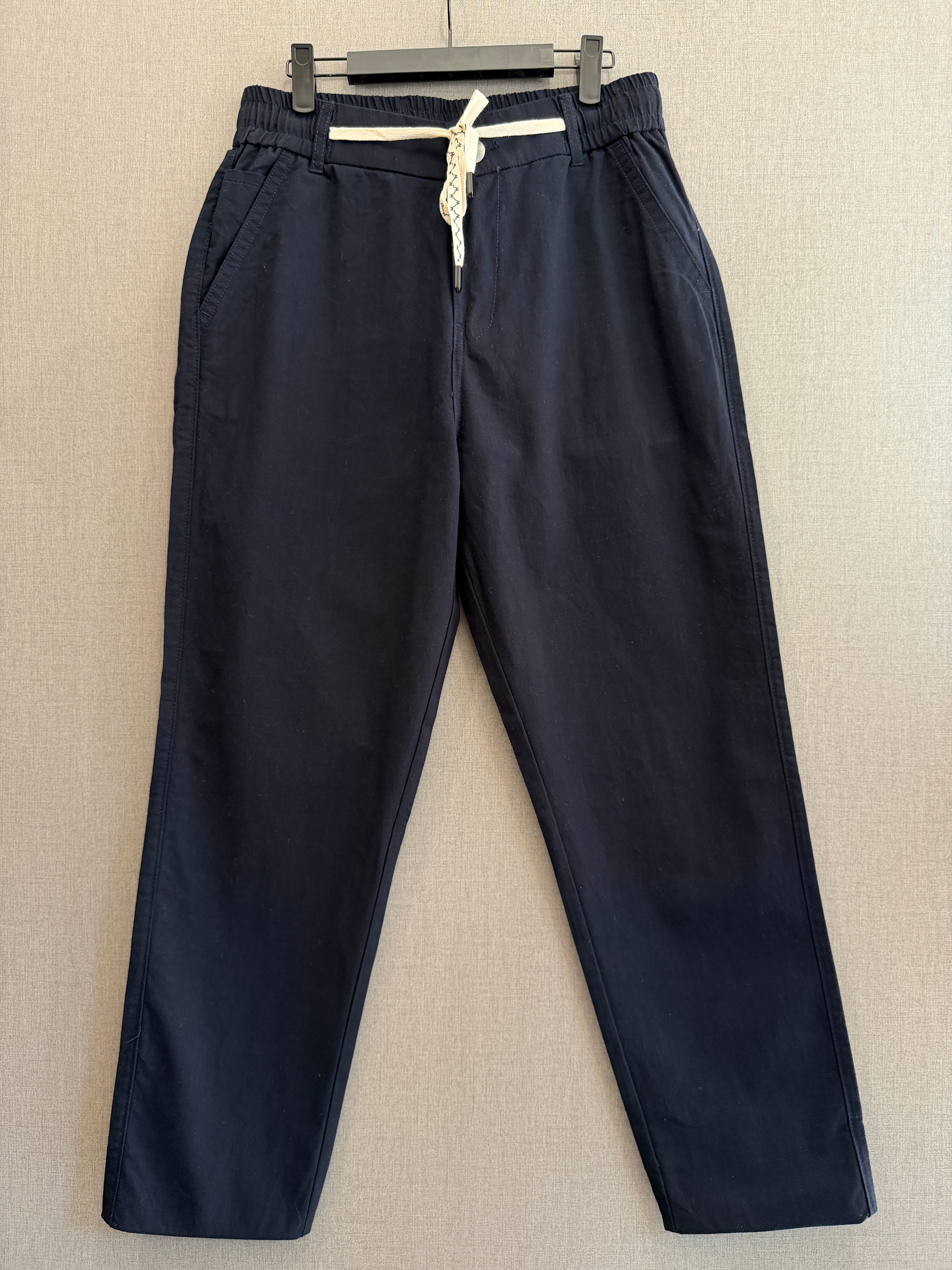 Midnight Navy Regular Fit Linen Trousers