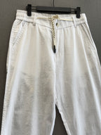 Pure White Regular Fit Linen Trousers
