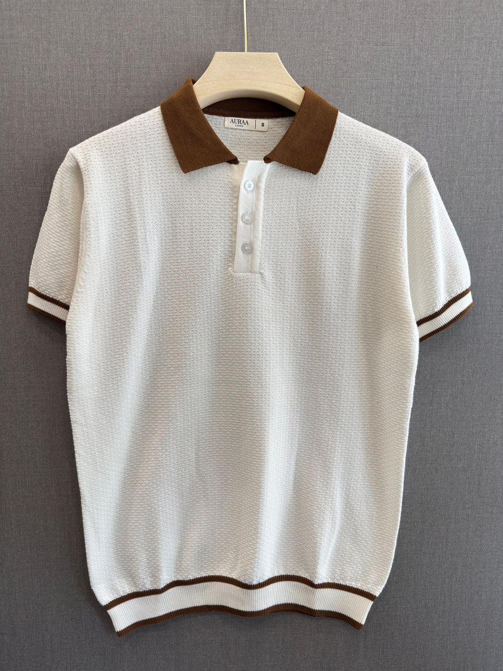 Textured Knit Polo - Ivory