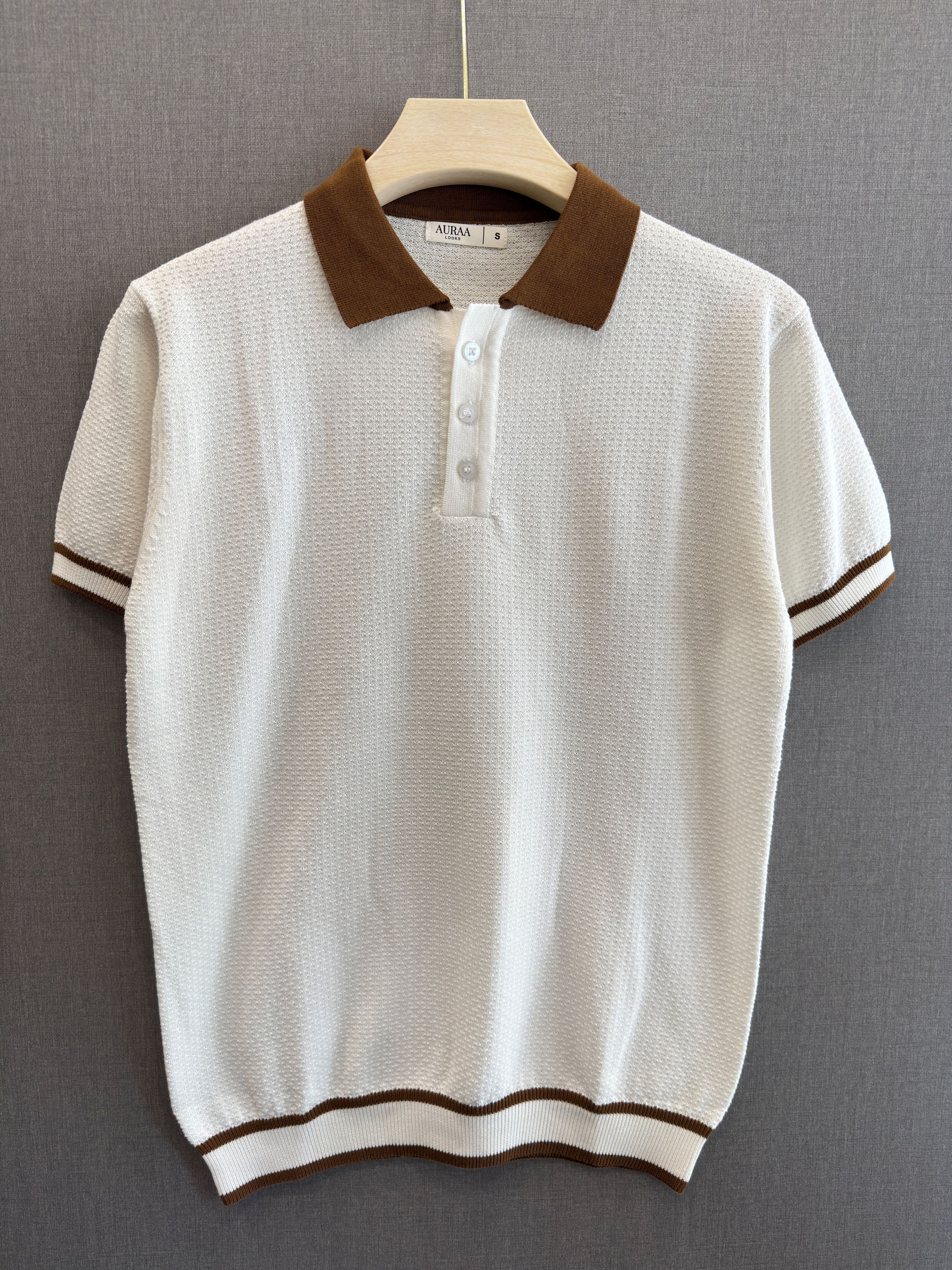 Textured Knit Polo - Ivory