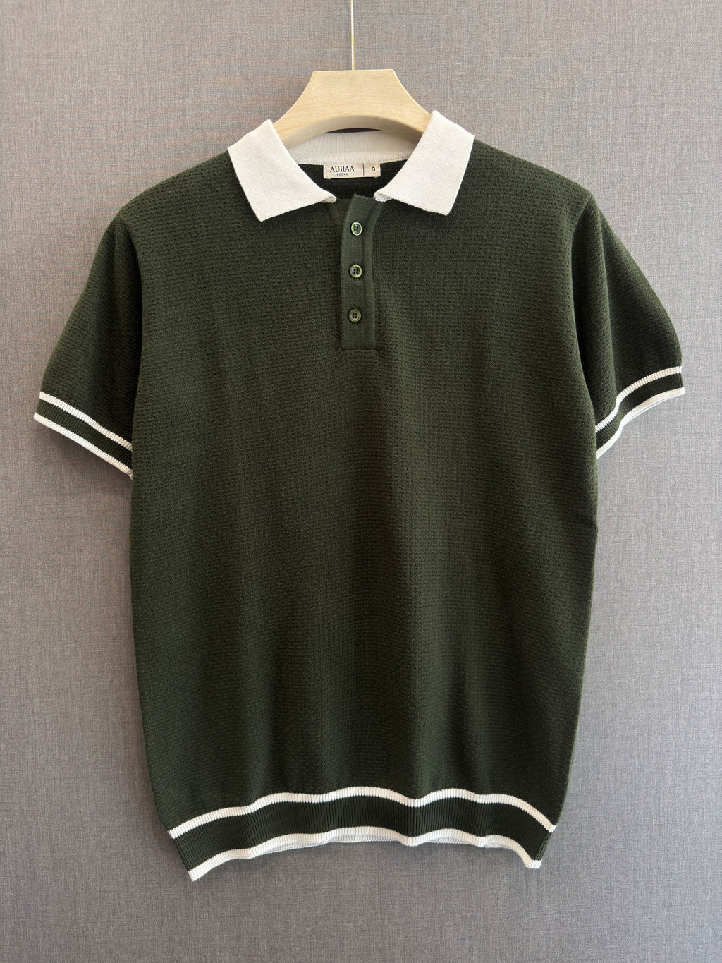 Textured Knit Polo - Forest Green