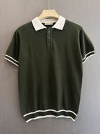 Textured Knit Polo - Forest Green