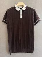 Chevron Knit Polo - Espresso
