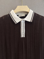 Chevron Knit Polo - Espresso