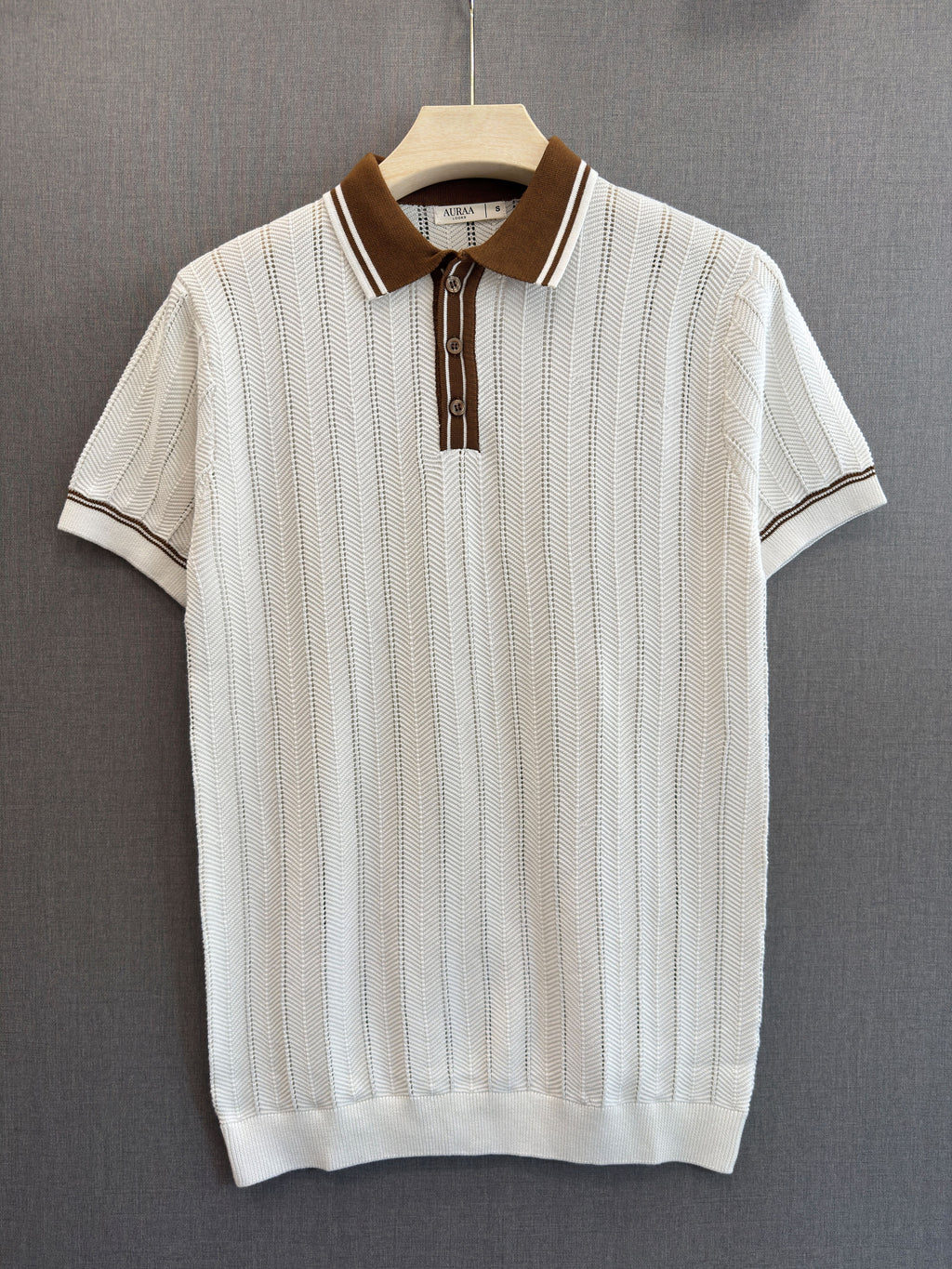 Chevron Knit Polo - Ivory