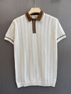 Chevron Knit Polo - Ivory