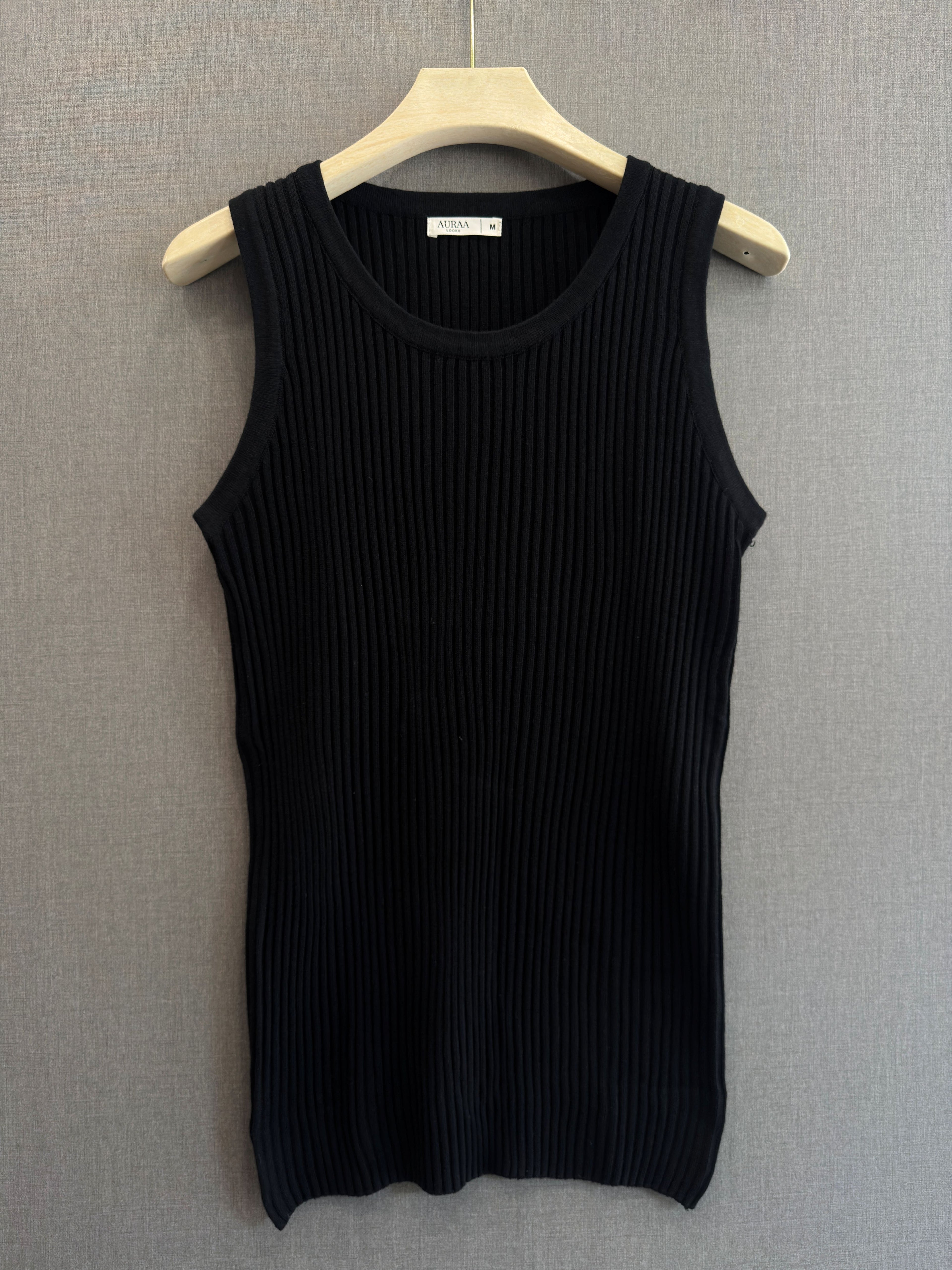 Essential Ribbed Tank - Black