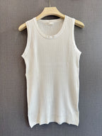 Essential Ribbed Tank – White