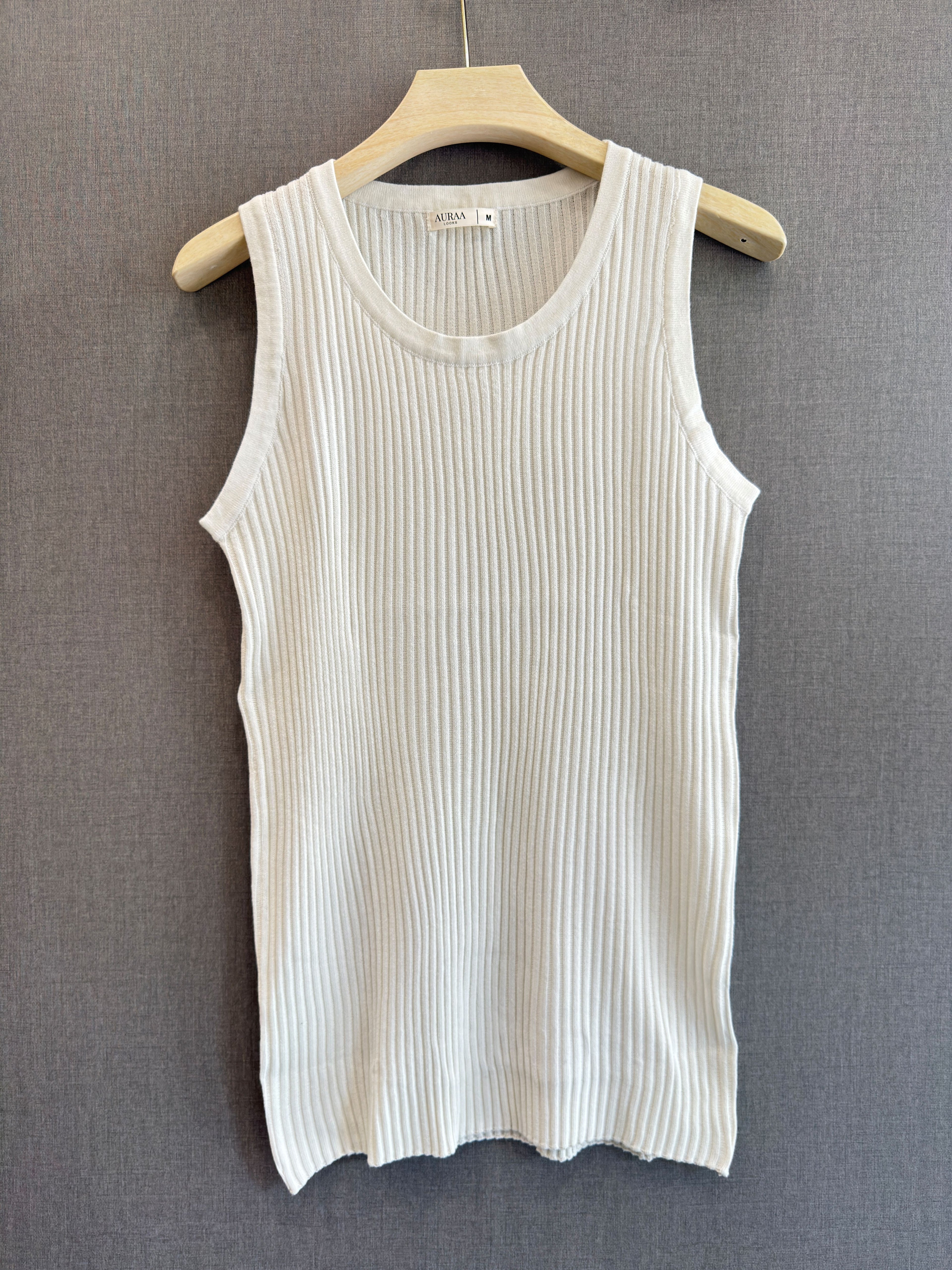 Essential Ribbed Tank – White