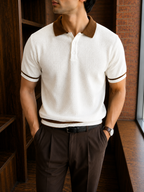 Textured Knit Polo - Ivory