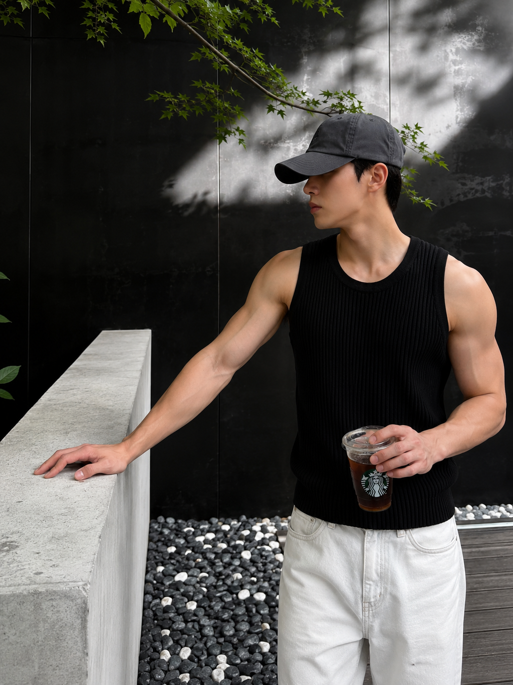 Essential Ribbed Tank - Black