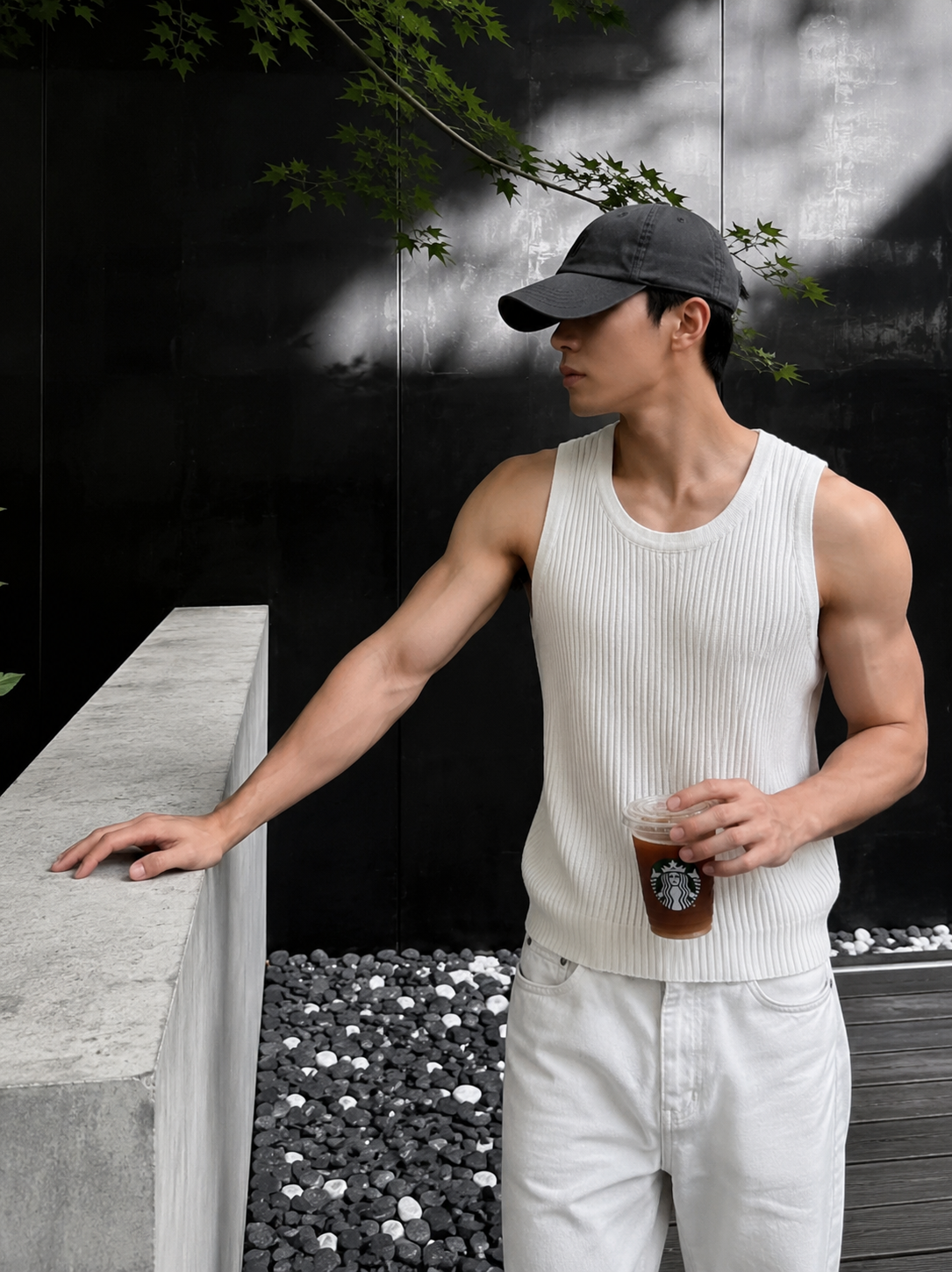Essential Ribbed Tank – White