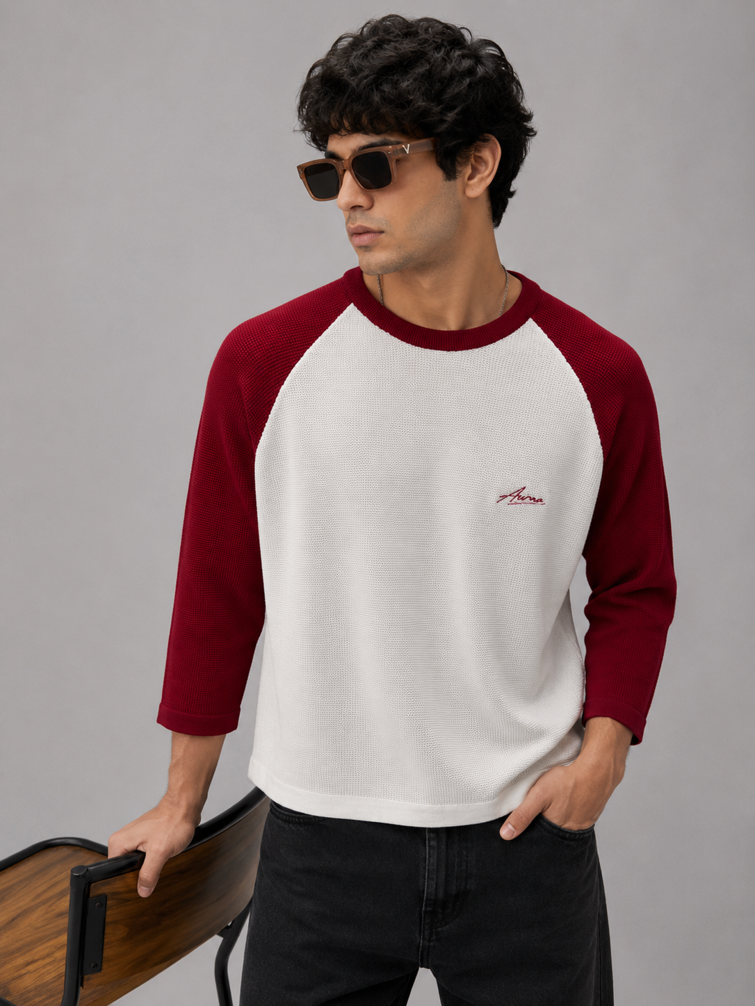 Auraa Signature Knit Crop - Burgundy