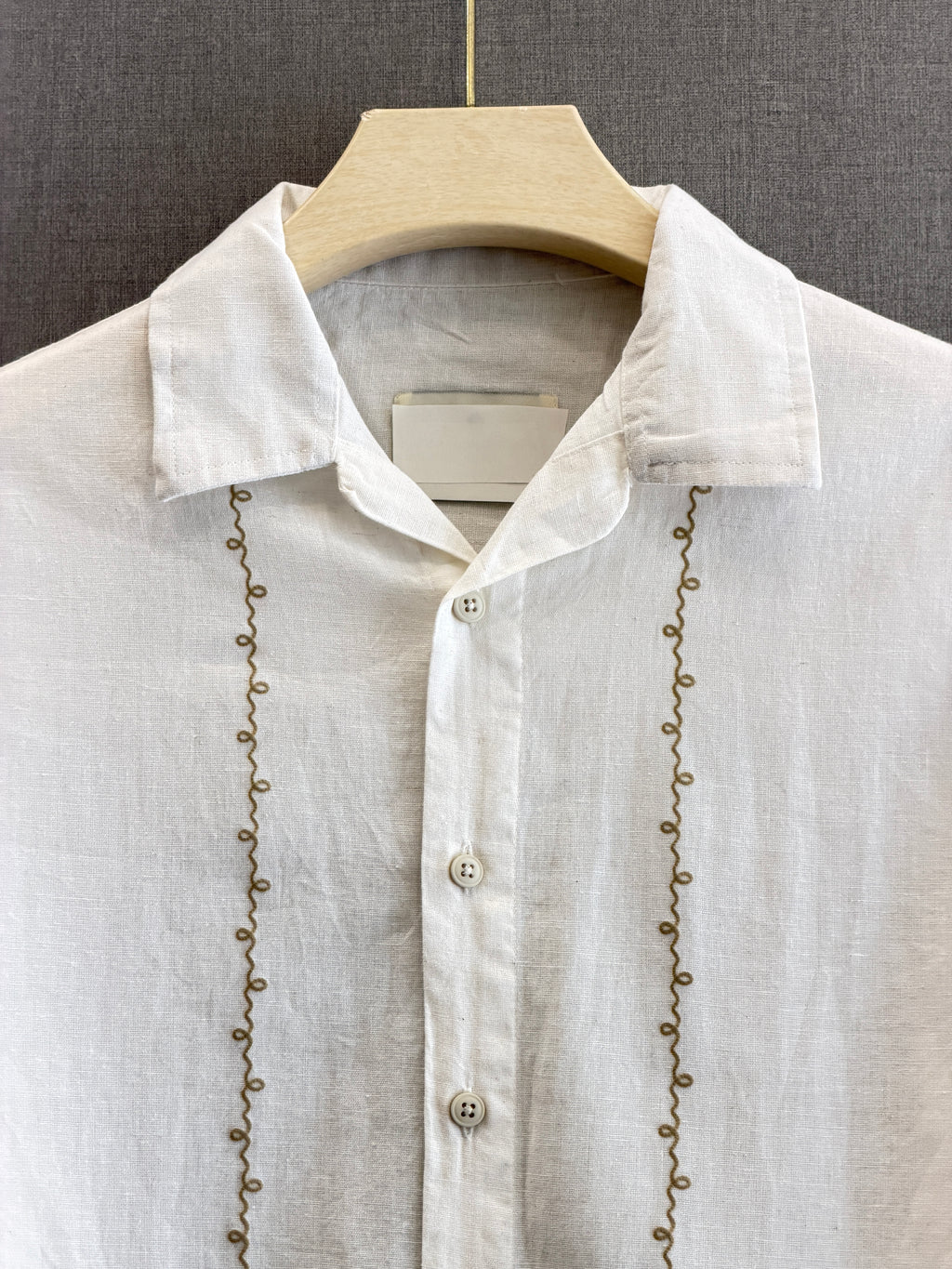 Linen Buff Print Shirt - Pearl White