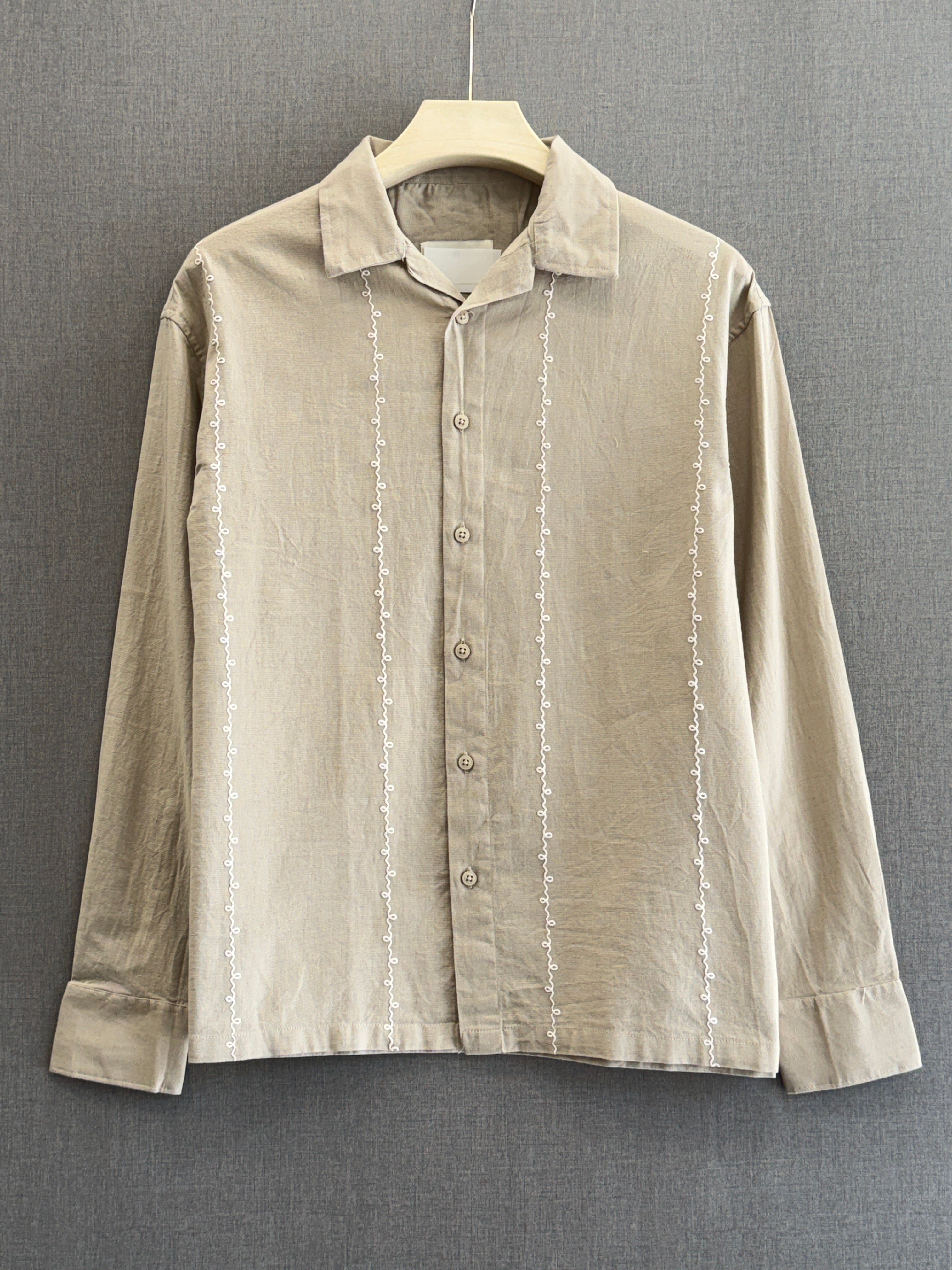 Linen Buff Print Shirt - Sand Beige