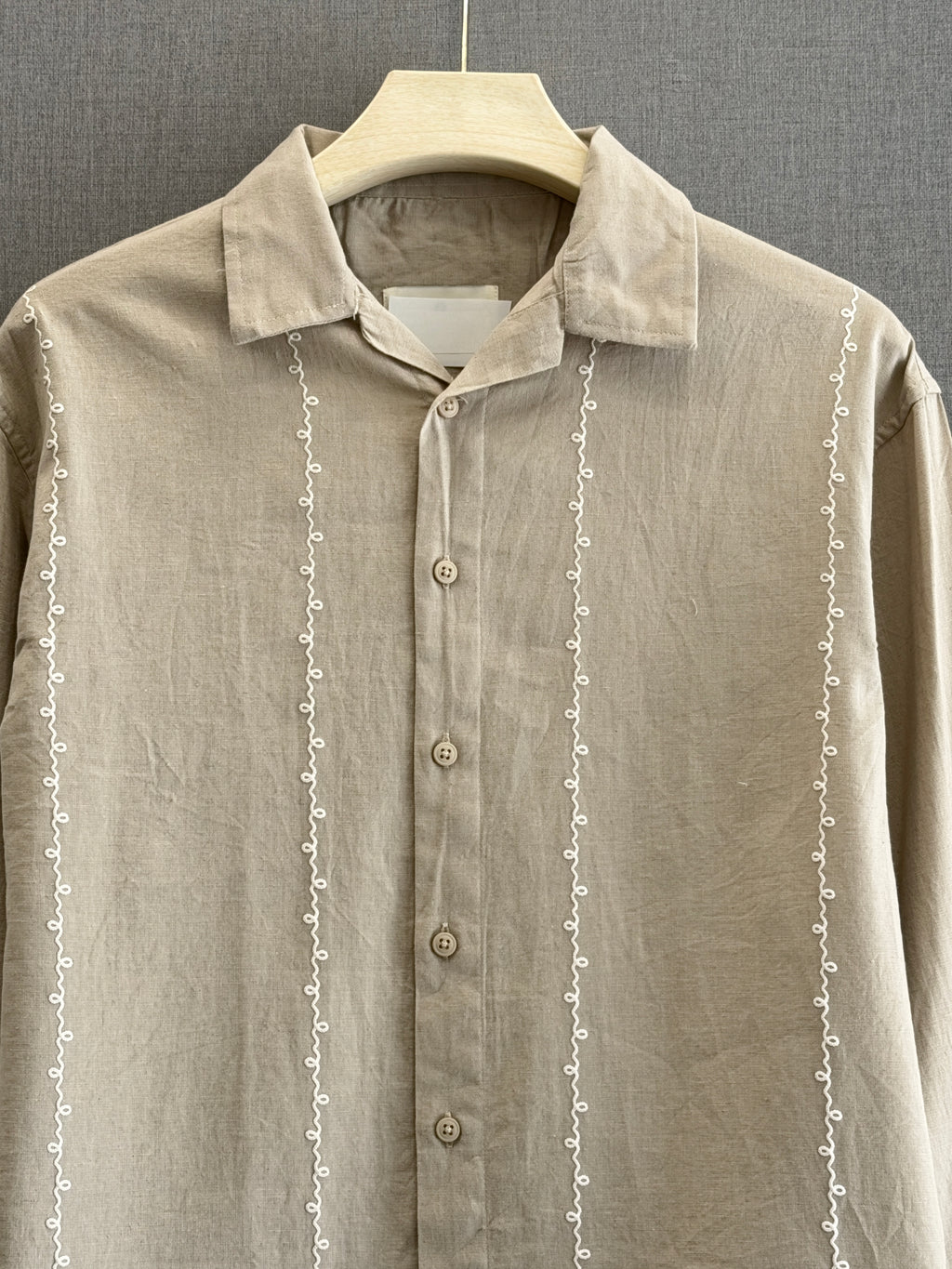 Linen Buff Print Shirt - Sand Beige
