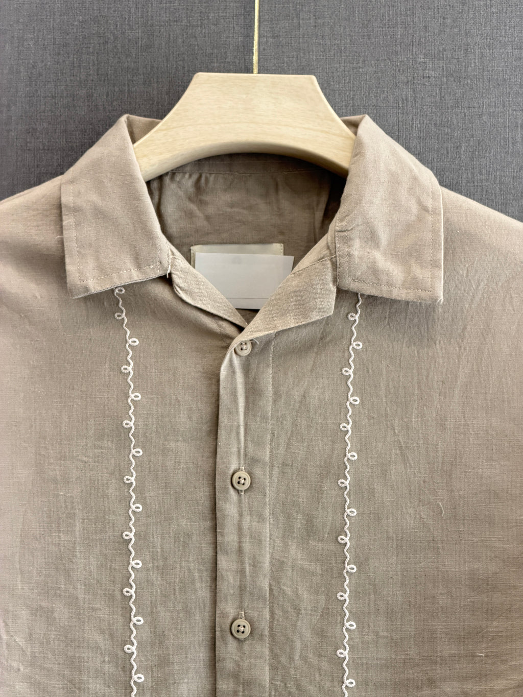 Linen Buff Print Shirt - Sand Beige
