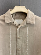 Linen Buff Print Shirt - Sand Beige