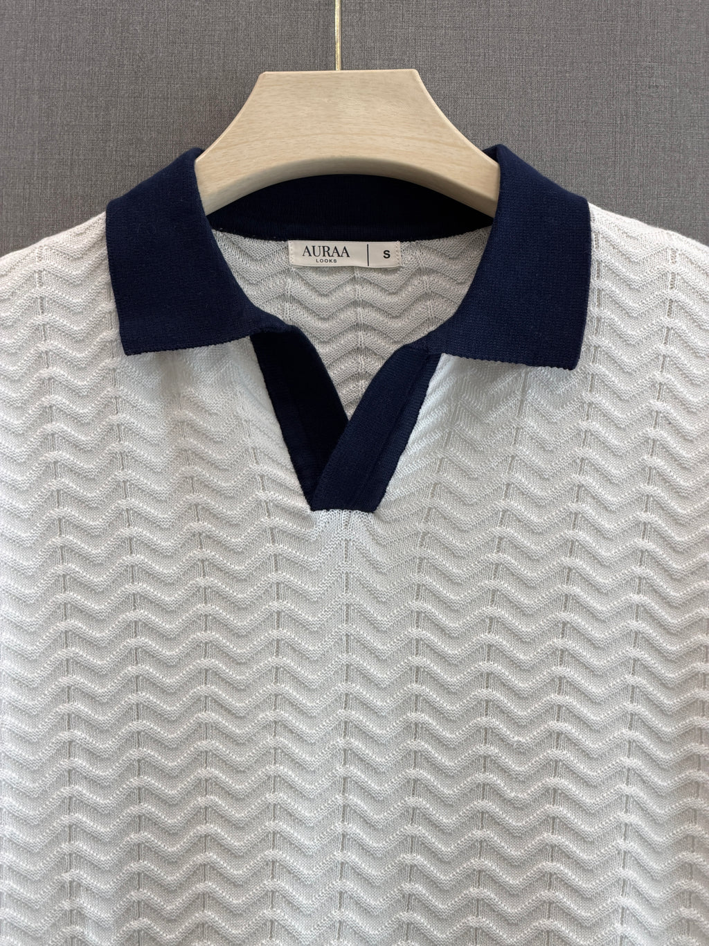 Wave Knit Polo - Ivory White