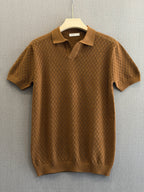 Diamond Knit Polo - Caramel Brown