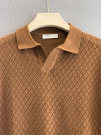 Diamond Knit Polo - Caramel Brown
