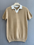 Wave Knit Polo - Sand Beige