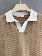 Wave Knit Polo - Sand Beige
