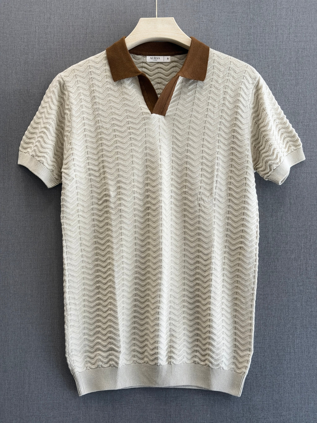 Wave Knit Polo - Vintage Cream