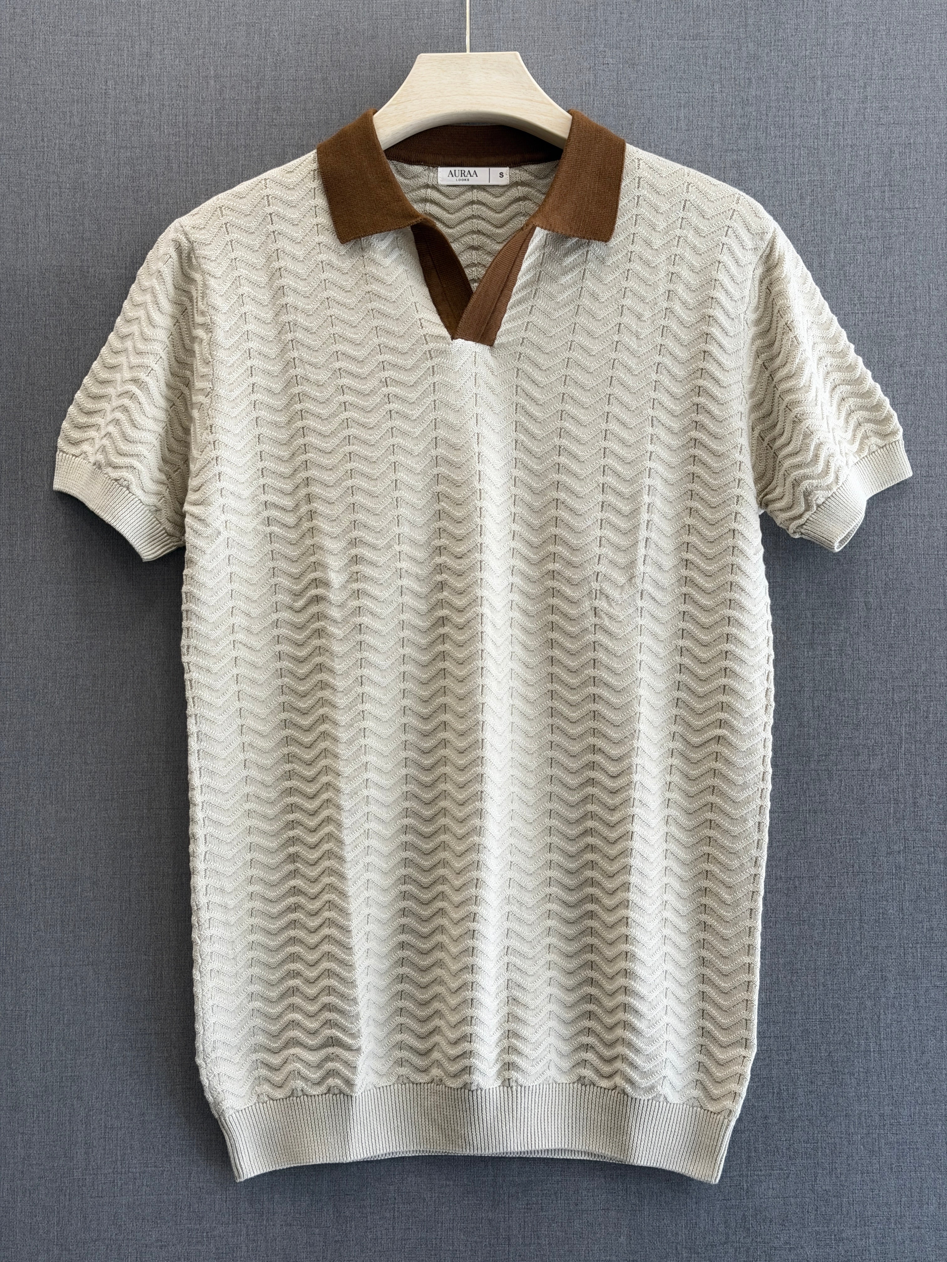 Wave Knit Polo - Vintage Cream
