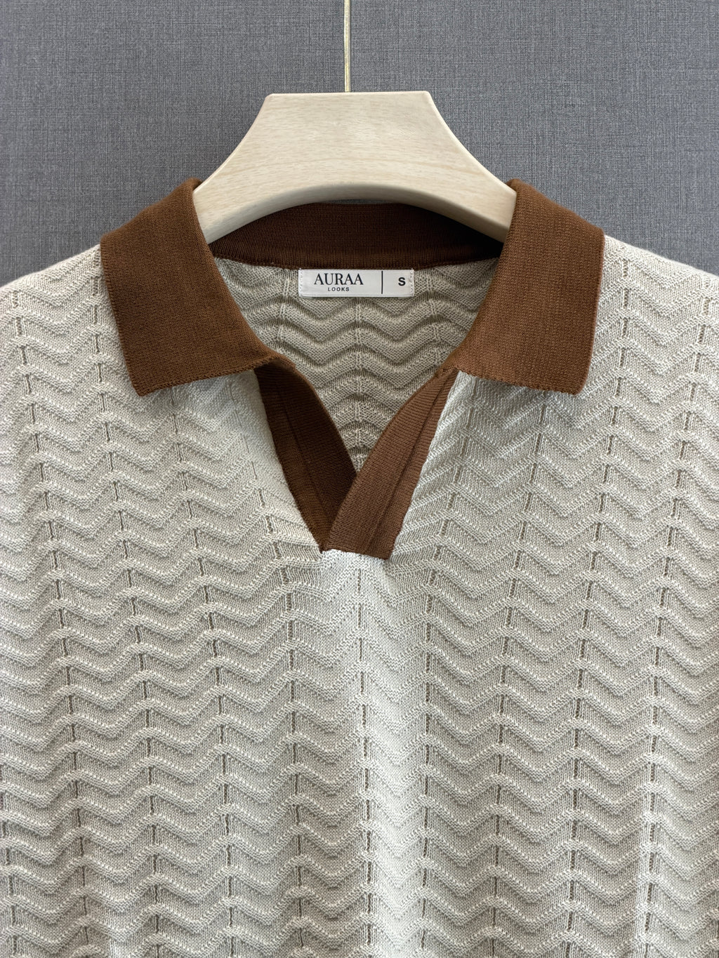 Wave Knit Polo - Vintage Cream