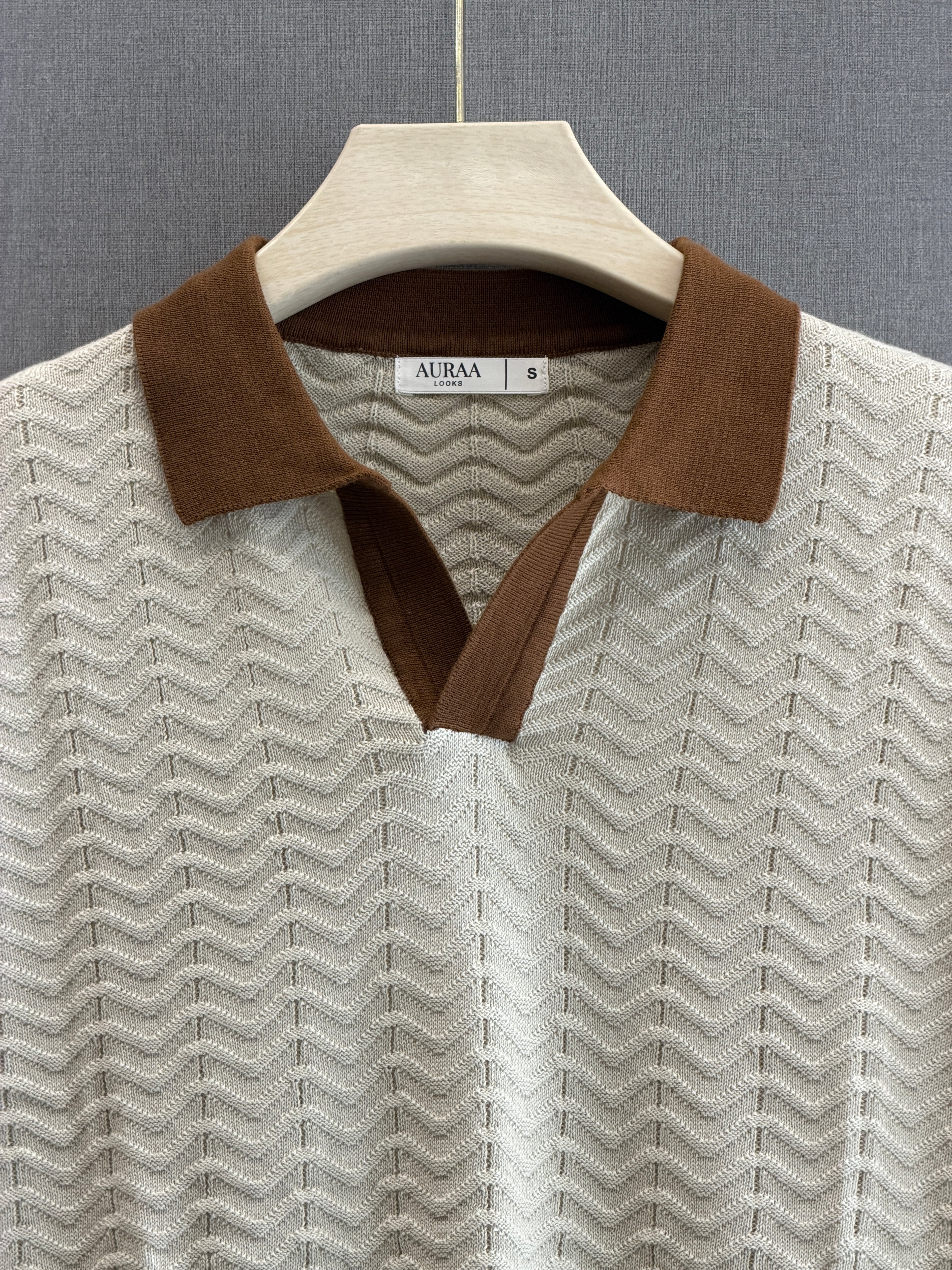 Wave Knit Polo - Vintage Cream