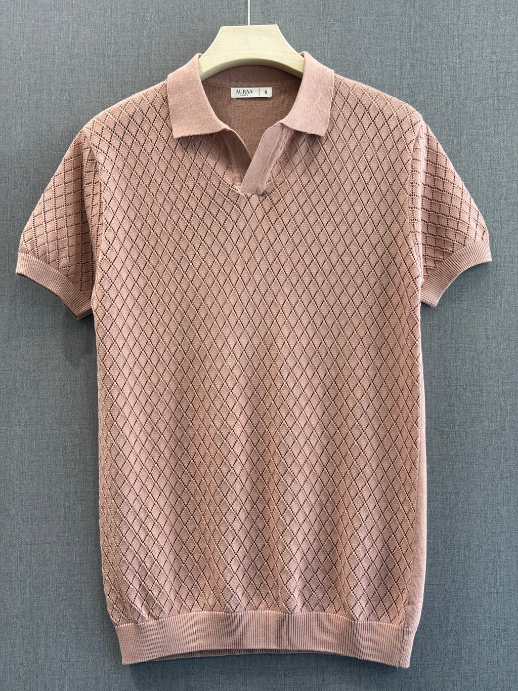 Diamond Knit Polo - Dusty Rose