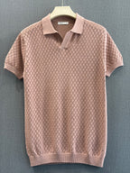 Diamond Knit Polo - Dusty Rose