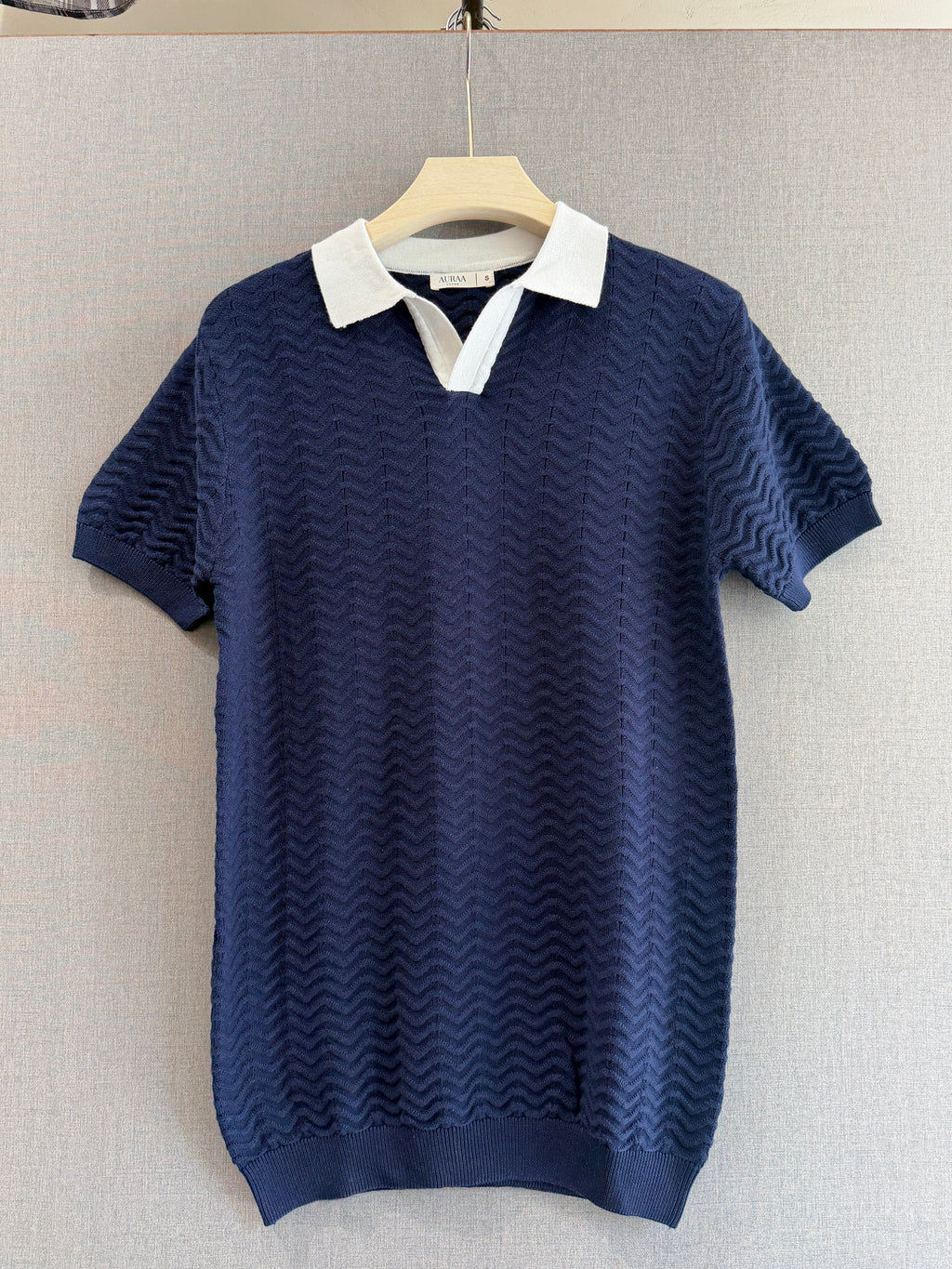 Wave Knit Polo - Midnight Navy
